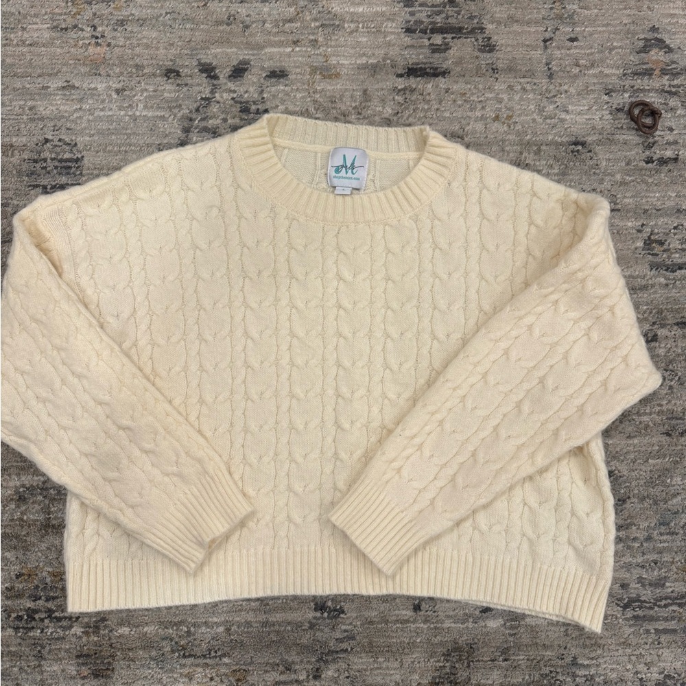 Shop the Mint Girls Cream Knit Sweater Size Large